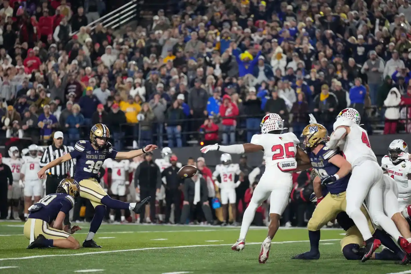 Montana State Bobcats players celebrate during the FCS national championship game.