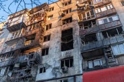 Damaged apartment building in Odesa after Russian drone attack