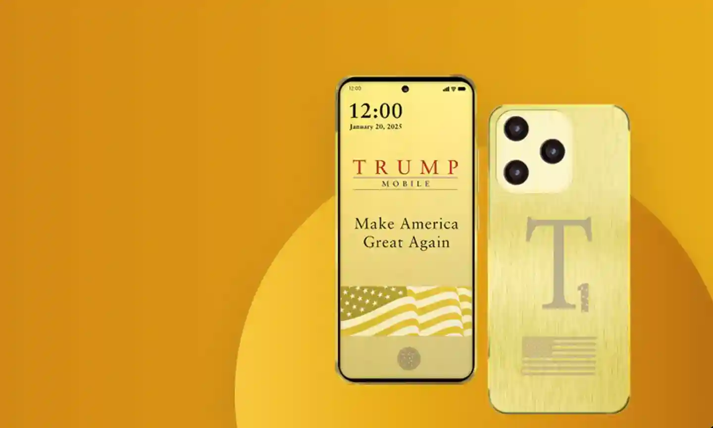 Trump Mobile T1 smartphone concept render with gold finish
